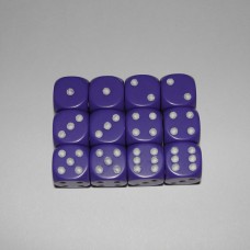 Venus: 12mm D6 Purple Dice with white dots x12 (Add-On)